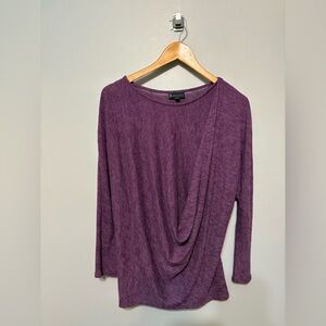 BOBEAU LIKE NEW Pullover Purple Sweater With Draped Front Lightweight & So Soft!